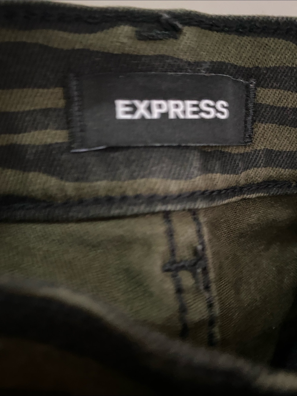 Express Olive Green Zebra Print High-Rise Jeans - Picture 2 of 4